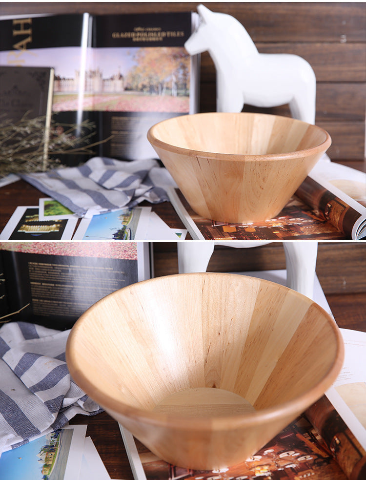 Large round Japanese style wooden bowl