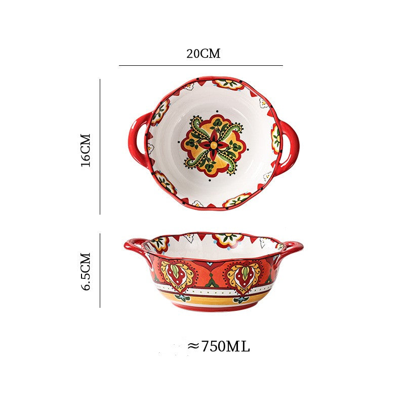 Double Ear Bowl Creative Soup Ceramics