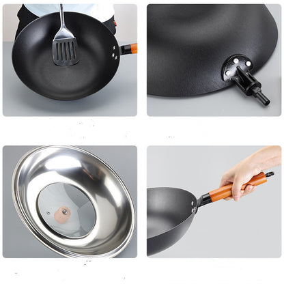 Induction Cooker Gas Stove Universal Uncoated Healthy Cast Iron Wok
